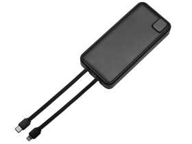 Внешний аккумулятор со встроенными кабелями Фрэйм Про, быстрая зарядка, 20000мач, черный №4