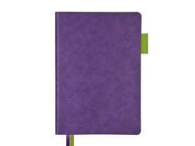 Ежедневник А5 датированный Boston 2026, фиолетовый с салатовым обрезом №11