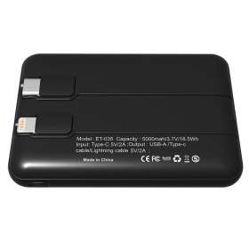 Внешний аккумулятор Eron с подсветкой гравировки, 5000 mAh, чёрный/белый №2