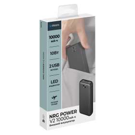 Внешний АКБ NRG Power V2 10000 мА-ч, 2A, 2xUSB, черный, Deppa №5