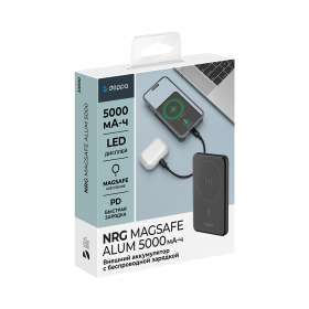 Внешний АКБ NRG MageSafe Alum 5000 мА-ч, 15Вт QI, серый, Deppa №6